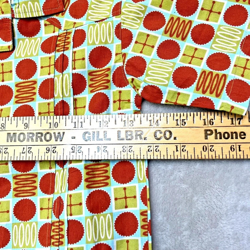Posh Baby Boys Shirt 5T‎ Red Orange Retro Print Geometric Button Front